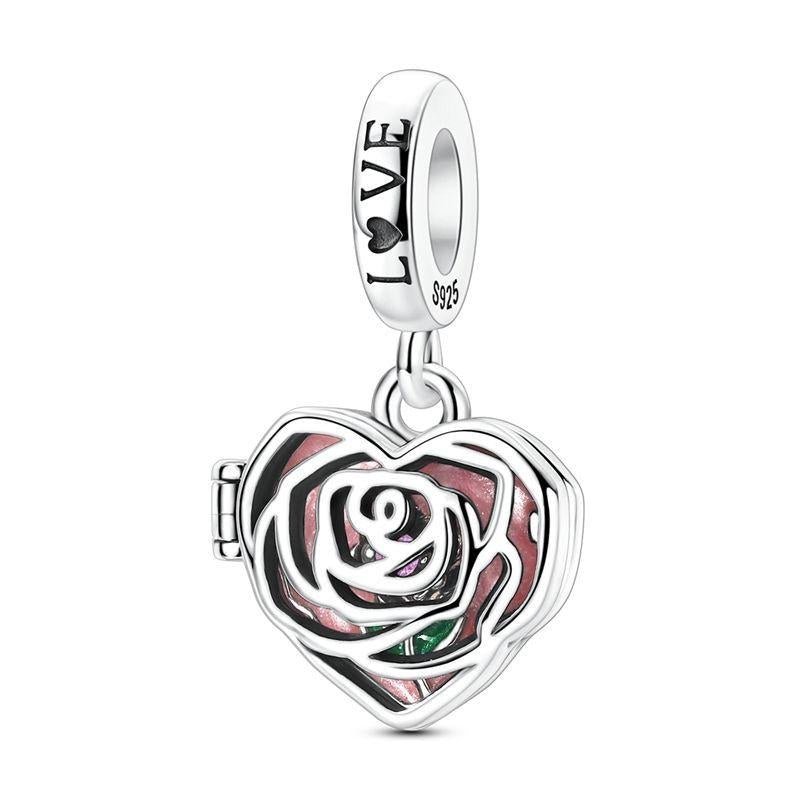 Pangama Jewelry Rose Heart Locket “I Love You More Than Anything” Dangle Charm