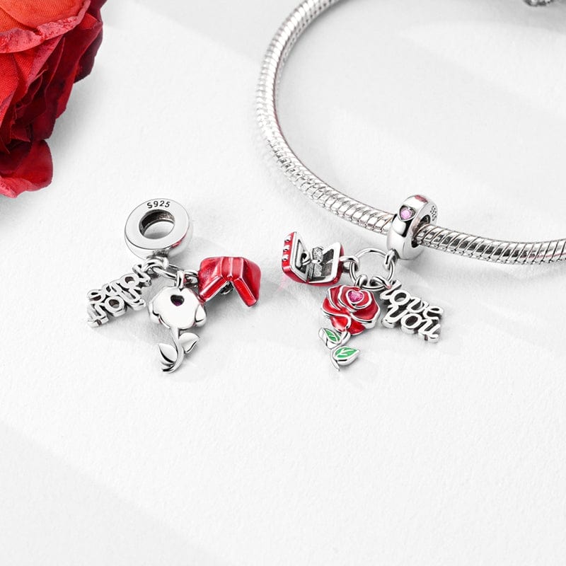 Pangama Jewelry Rose & Love You Message Charm