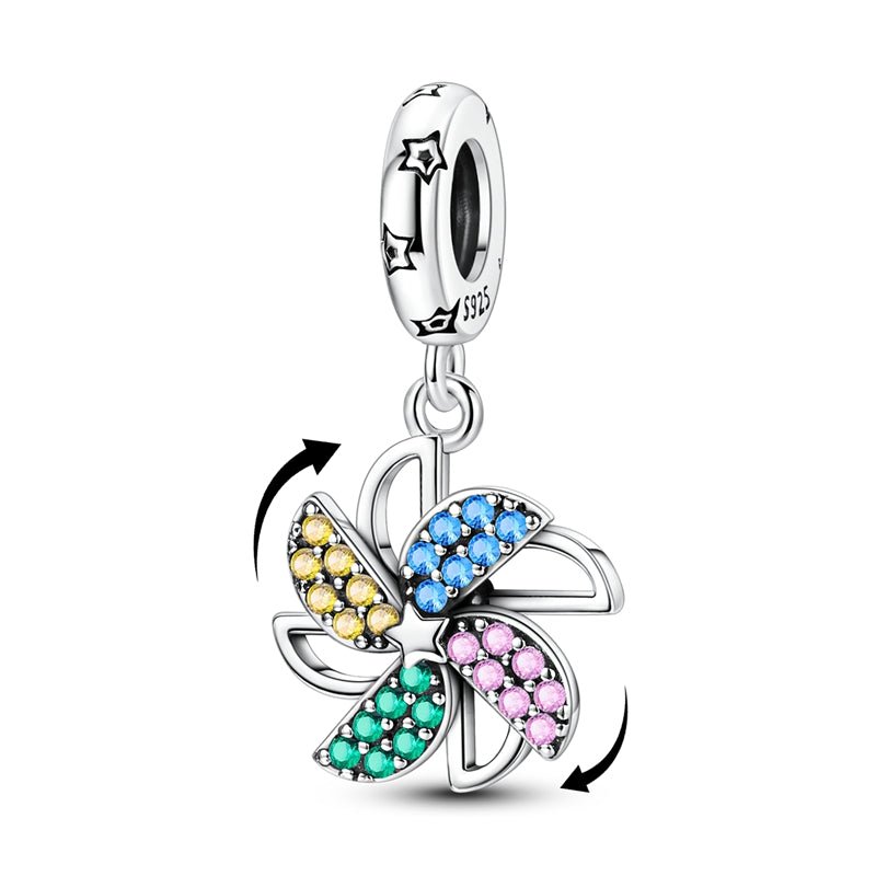 Pangama Jewelry Rotating Colorful Windmill Dangle Charm