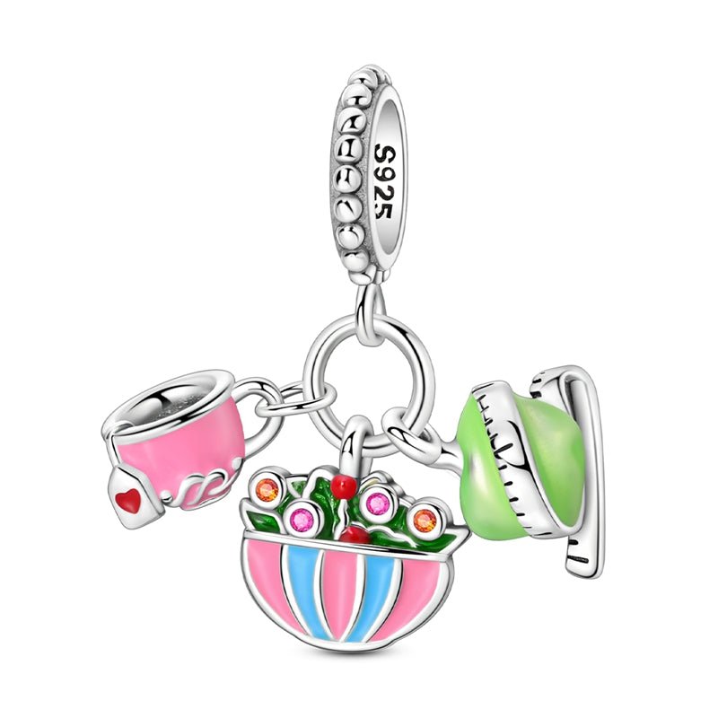 Pangama Jewelry Salad & Tea with Green Apple Triple Dangle Charm