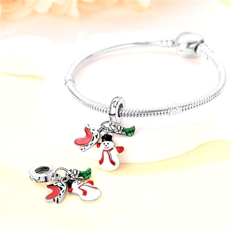 Pangama Jewelry Santa Sleigh, Snowman & Stocking Dangle Charm