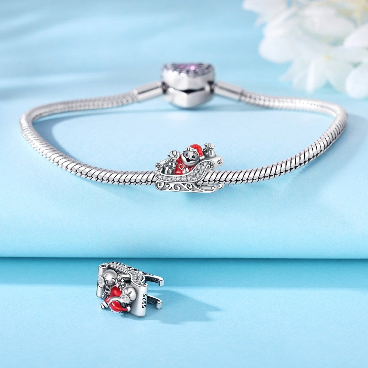 Pangama Jewelry Santa’s Christmas Sparkling Sleigh Charm