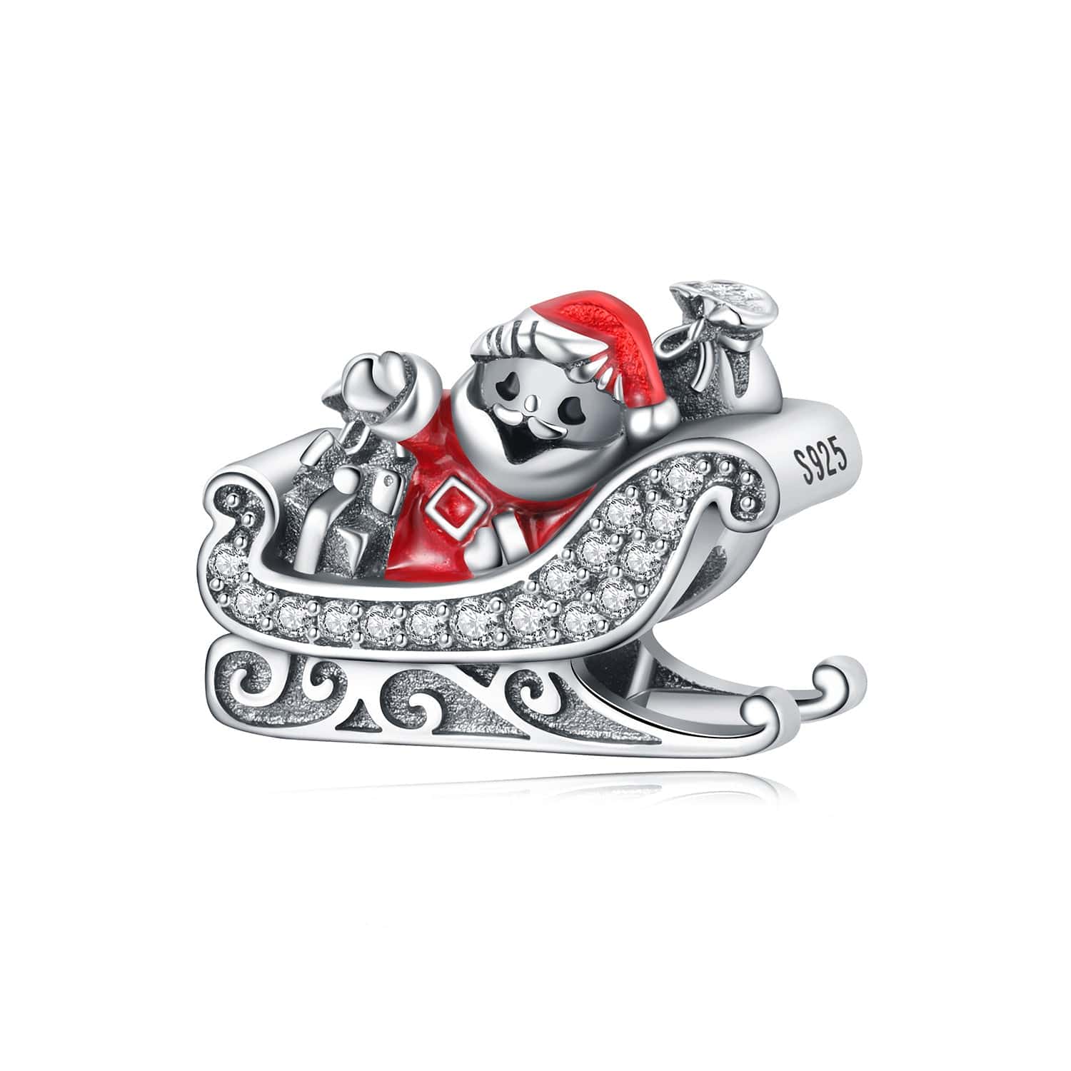 Pangama Jewelry Santa’s Christmas Sparkling Sleigh Charm