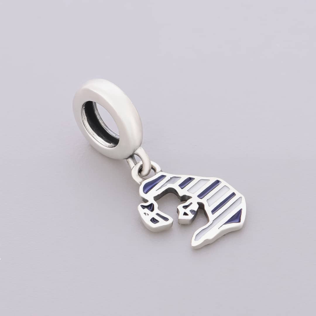 Pangama Jewelry Santorini Island Map Flag Dangle Charm