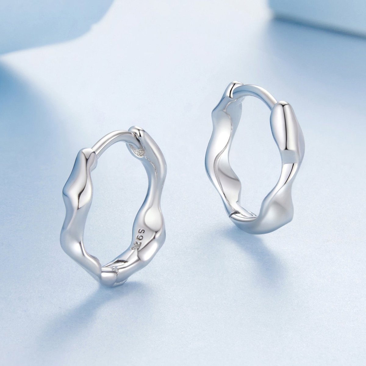 Pangama Jewelry Sculpted Silver Wave Hoop Earrings