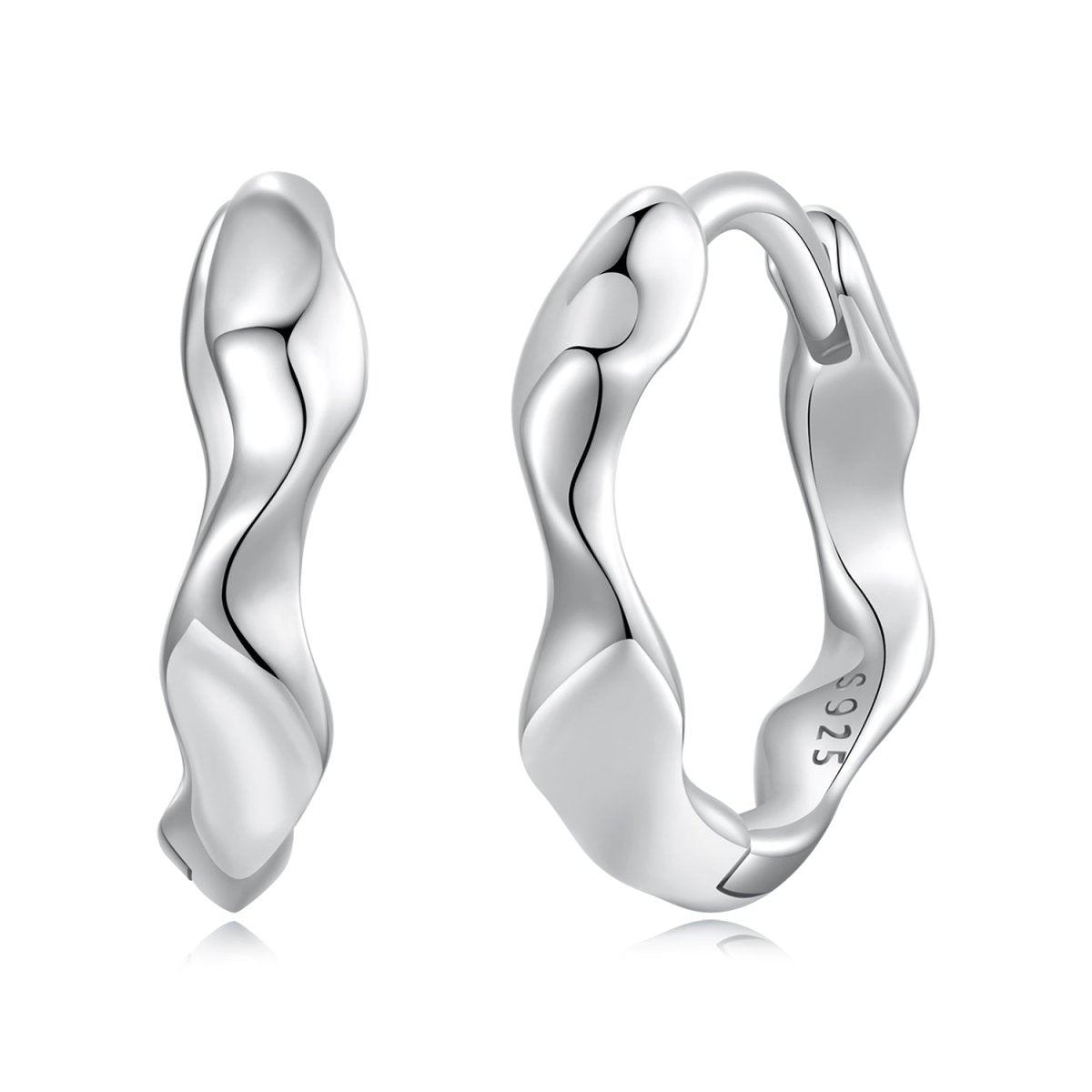 Pangama Jewelry Sculpted Silver Wave Hoop Earrings