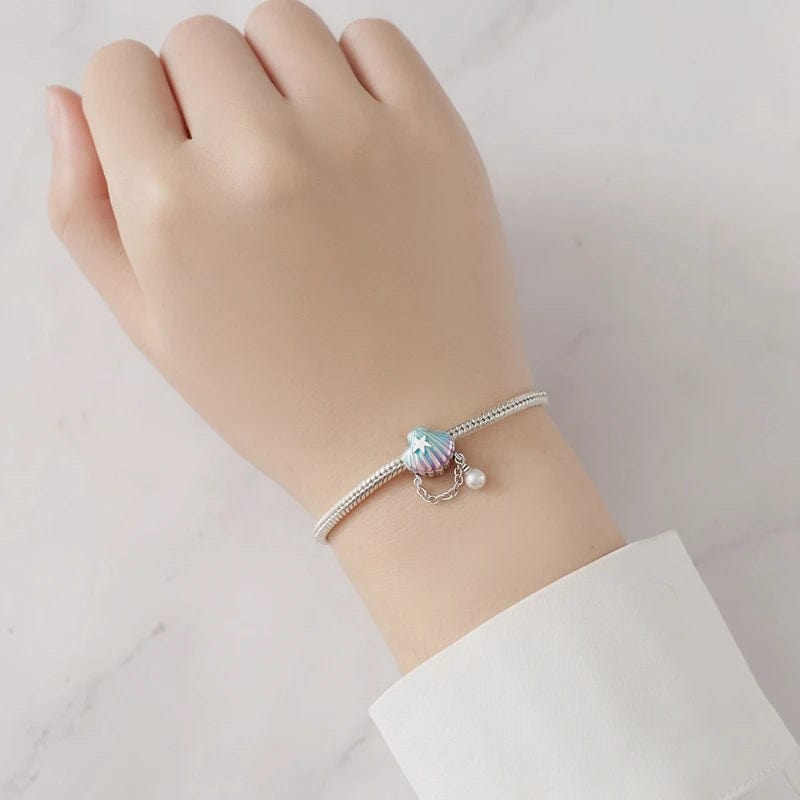 Pangama Jewelry Sea Clam & Chain Pearl Dangle Charm