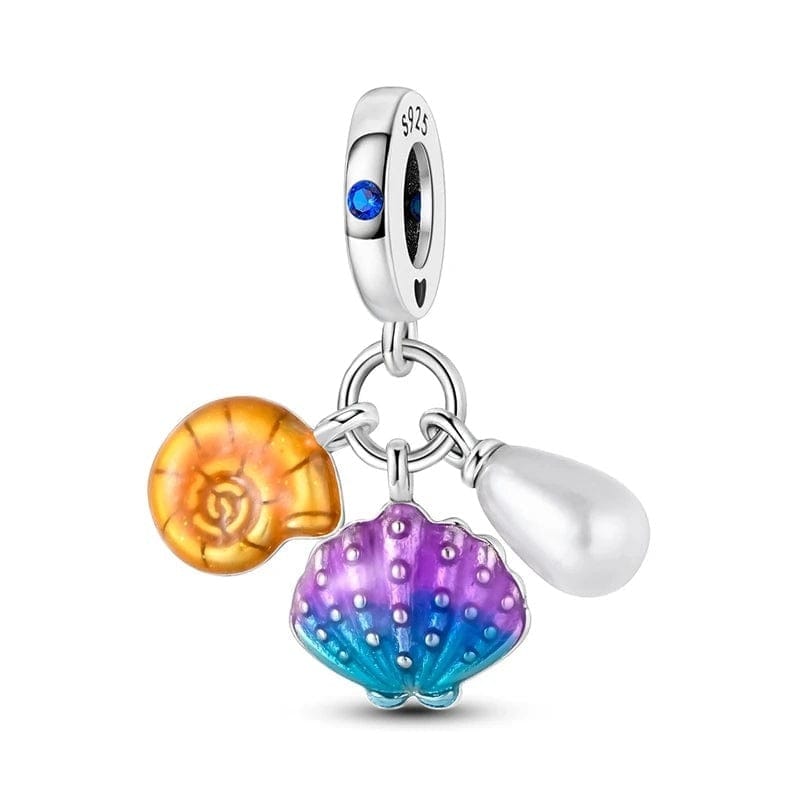 Pangama Jewelry Sea Shell, Clam & Pearl Triple Dangle Charm