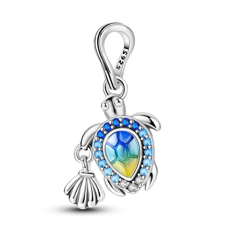 Pangama Jewelry Sea Turtle & Sea Shell Dangle Charm