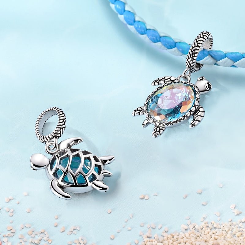 Pangama Jewelry Sea Turtle with Iridescent Crystal Dangle Charm