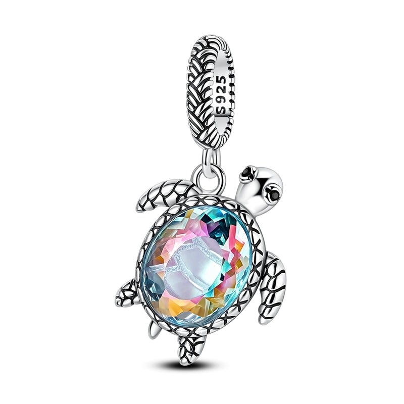 Pangama Jewelry Sea Turtle with Iridescent Crystal Dangle Charm