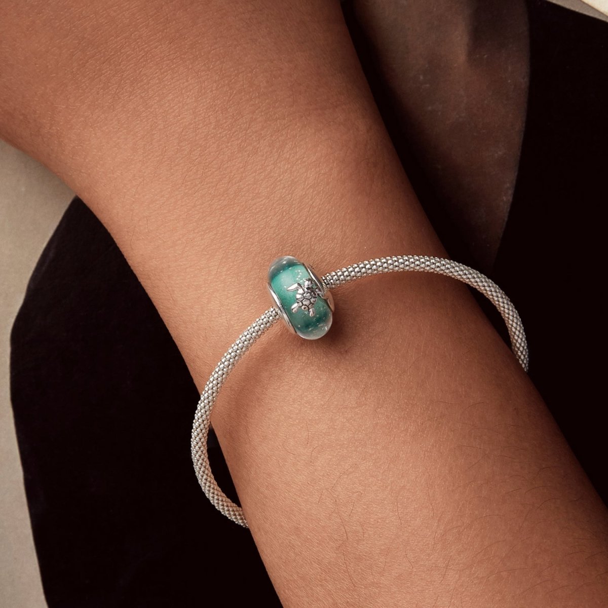 Pangama Jewelry Sea Turtle with Ocean Wave Murano Charm