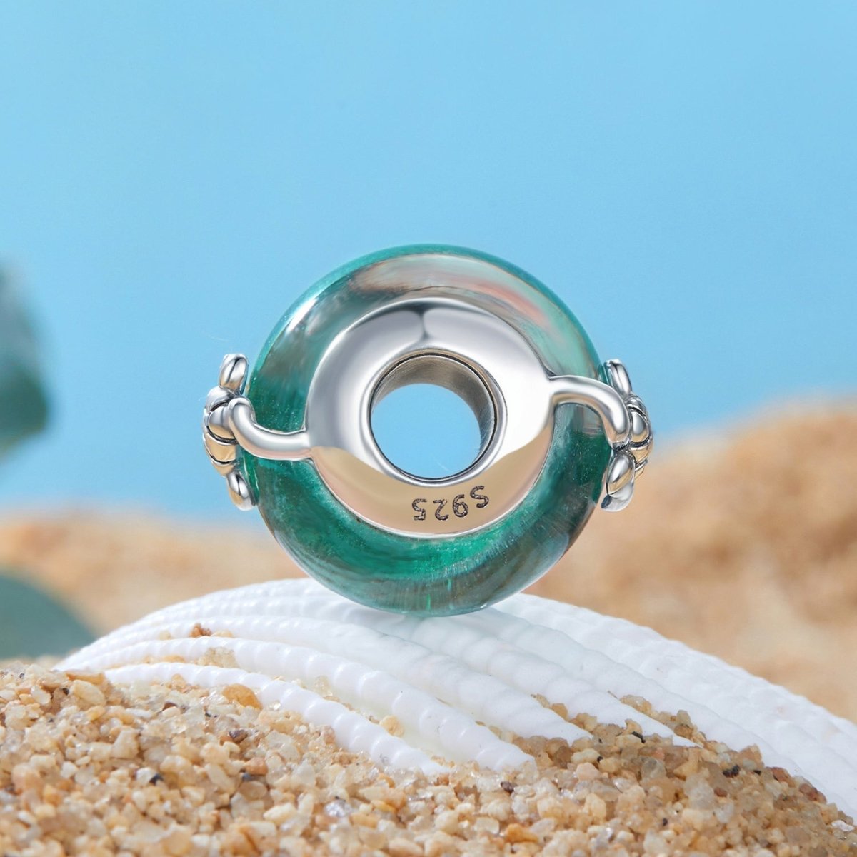 Pangama Jewelry Sea Turtle with Ocean Wave Murano Charm