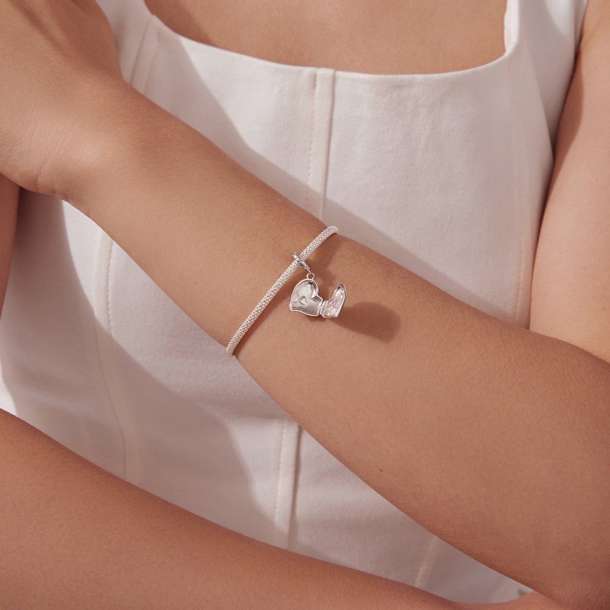 Pangama Jewelry Secret Pink Heart Locket Dangle Charm