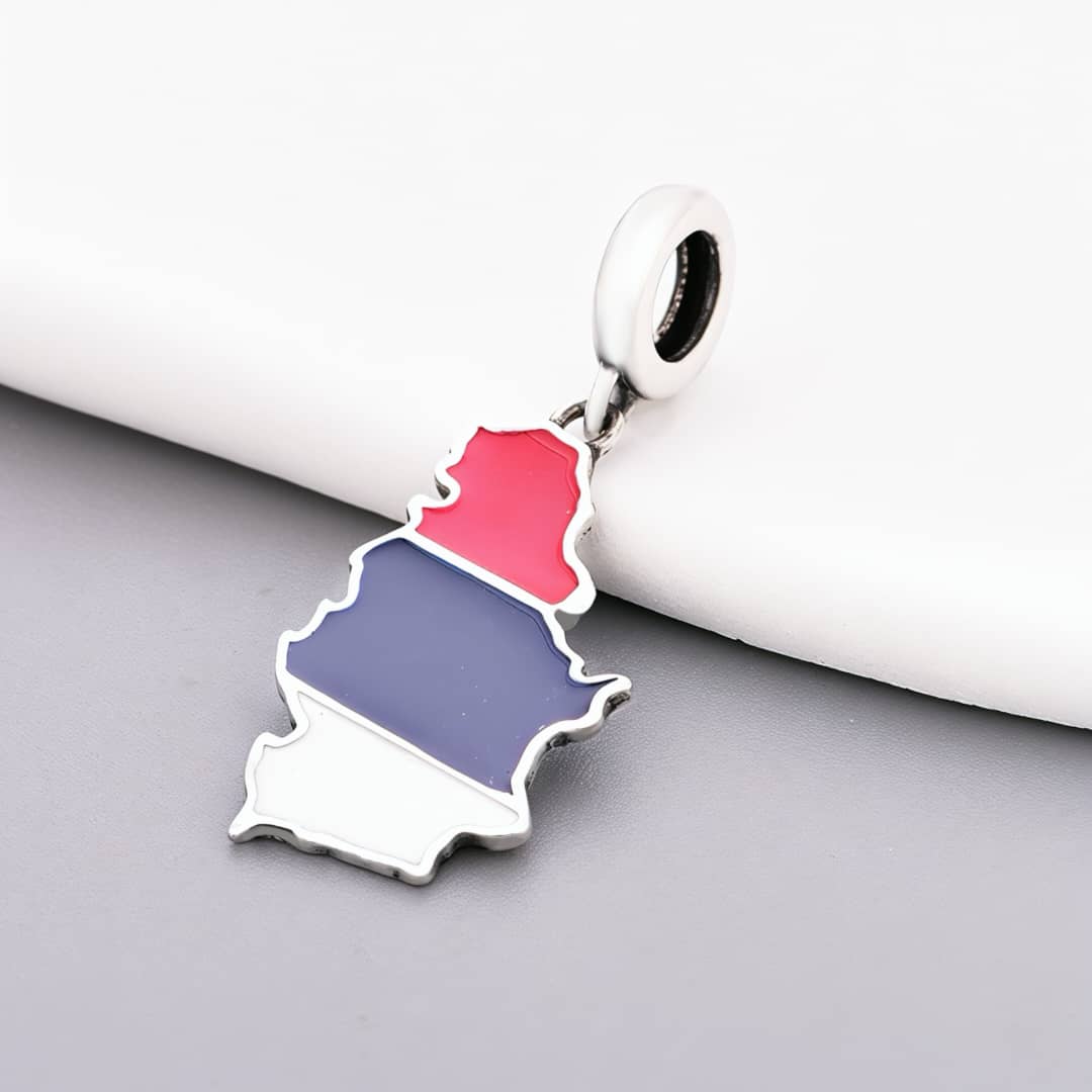 Pangama Jewelry Serbia Map Flag Dangle Charm