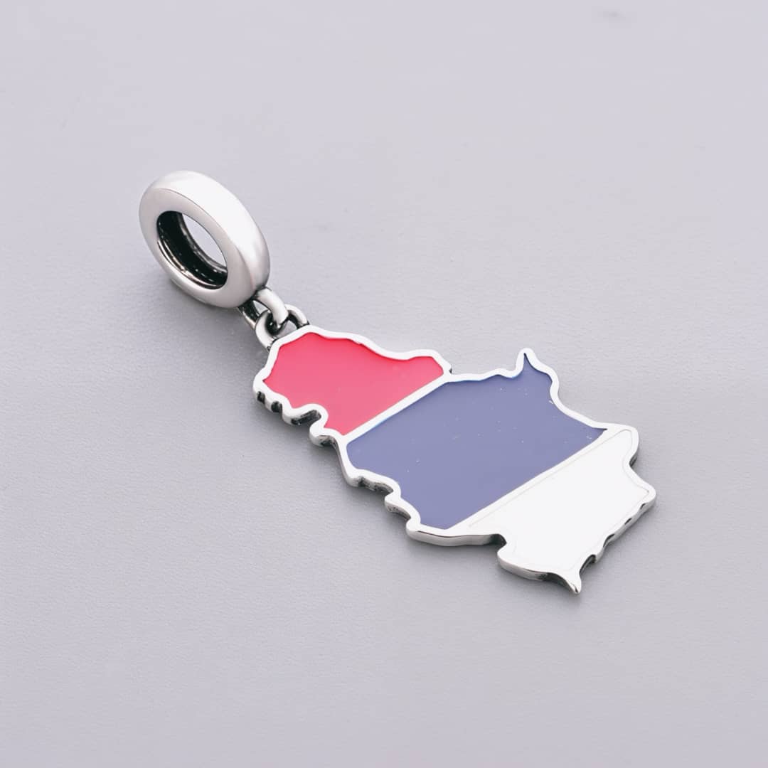Pangama Jewelry Serbia Map Flag Dangle Charm
