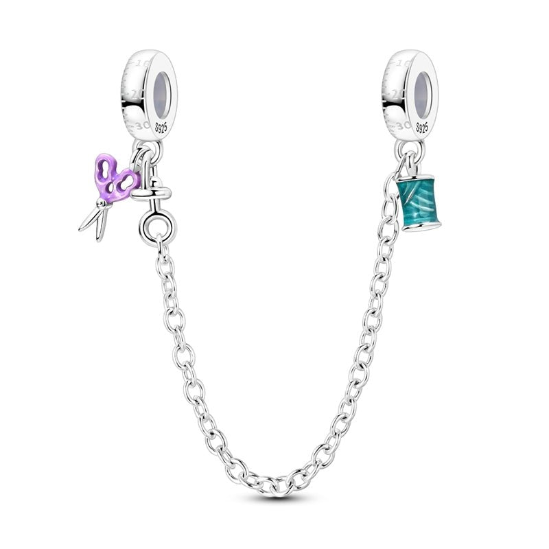 Pangama Jewelry Sewing Scissors & Spool of Thread Safety Chain Charm