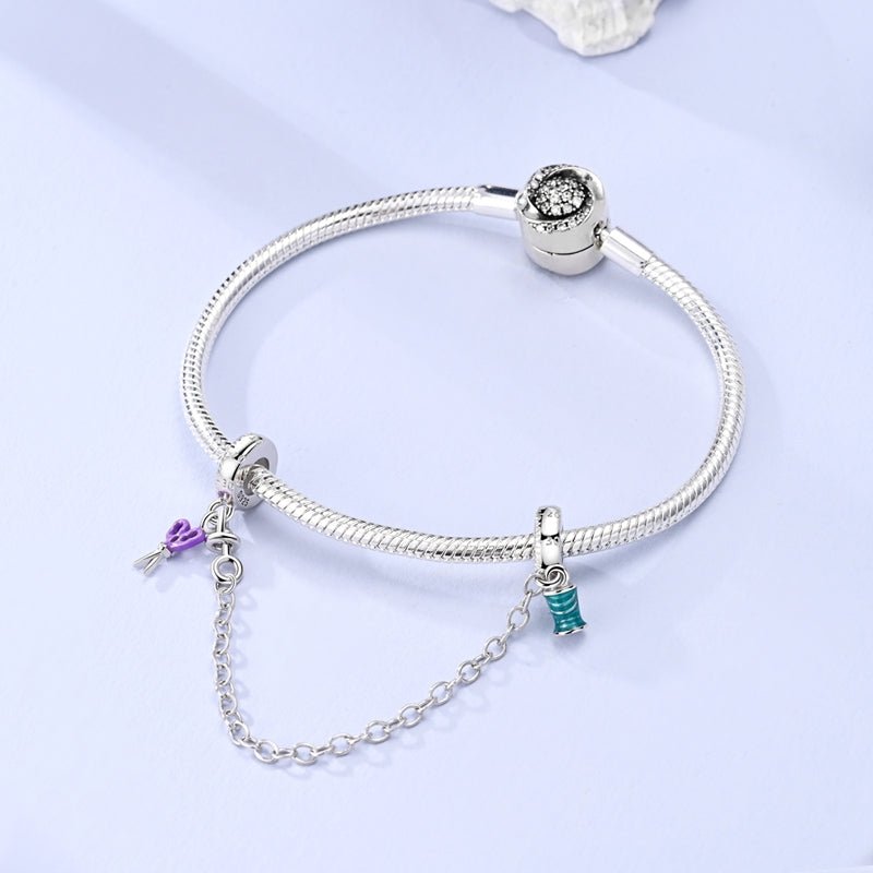 Pangama Jewelry Sewing Scissors & Spool of Thread Safety Chain Charm