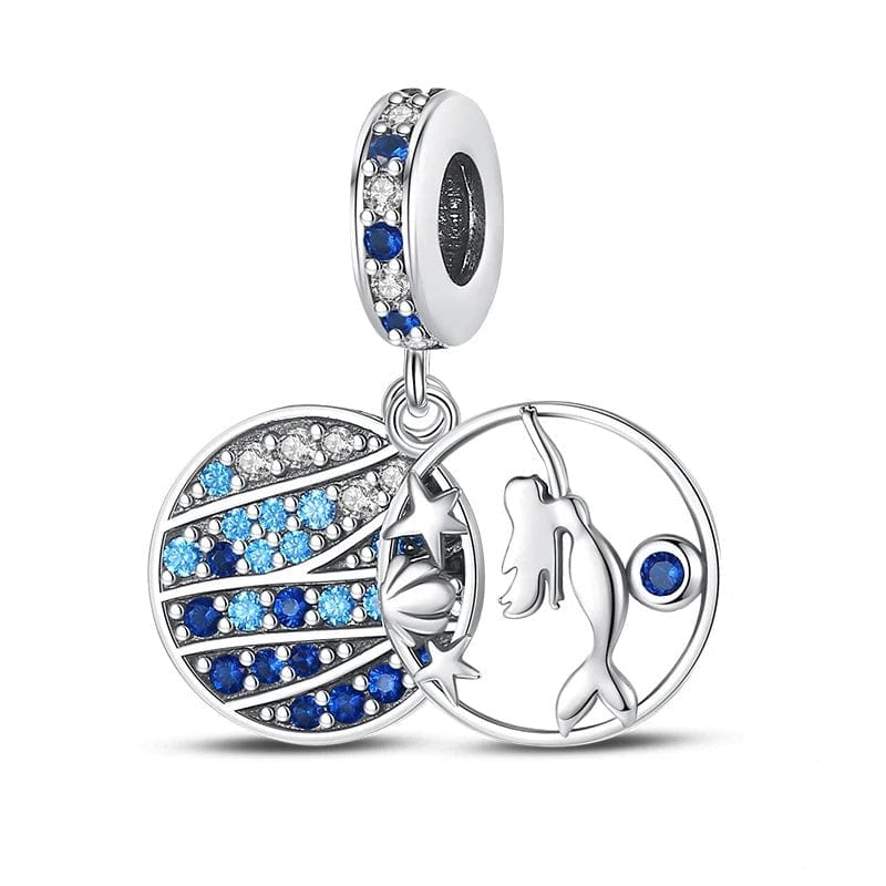 Pangama Jewelry Shimmering Ocean Blue Mermaid Dangle Charm