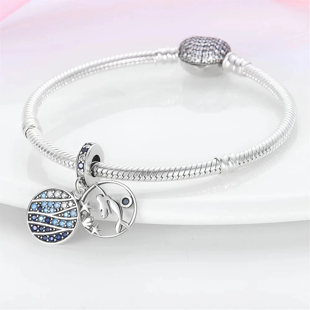 Pangama Jewelry Shimmering Ocean Blue Mermaid Dangle Charm