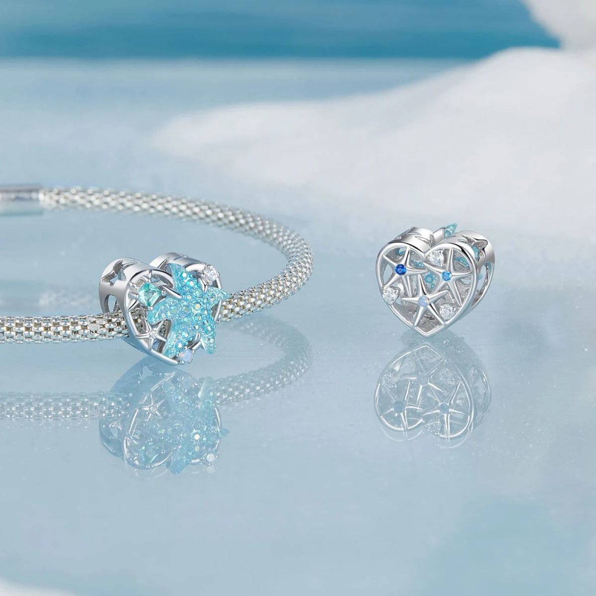 Pangama Jewelry Shimmering Starfish & Ocean Heart Charm