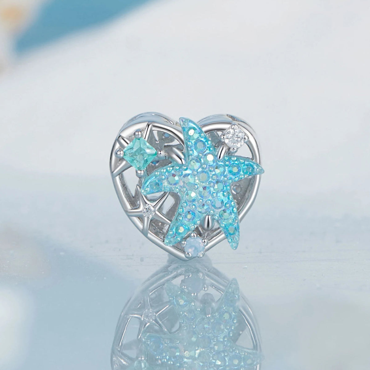 Pangama Jewelry Shimmering Starfish & Ocean Heart Charm