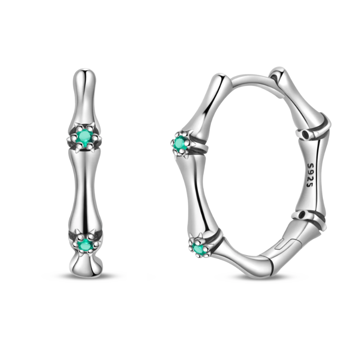 Pangama Jewelry Silver Bamboo Hoop Earrings