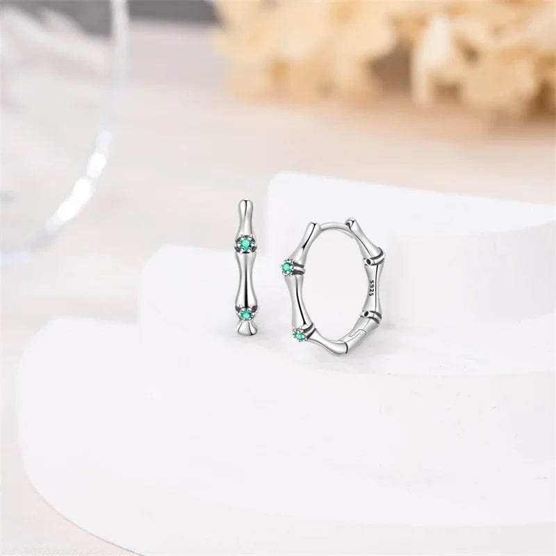 Pangama Jewelry Silver Bamboo Hoop Earrings