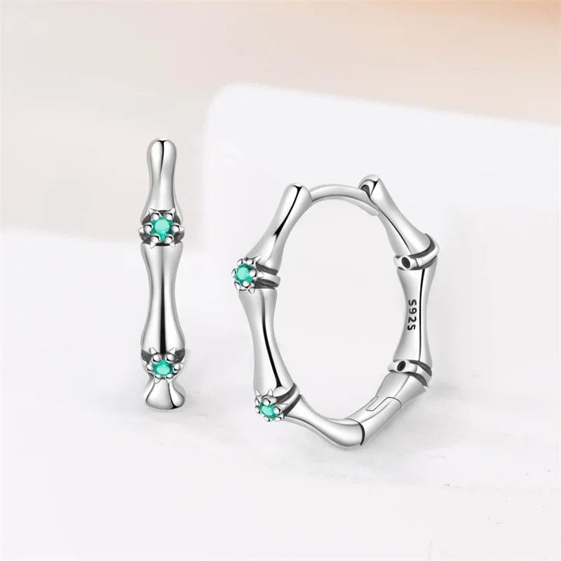 Pangama Jewelry Silver Bamboo Hoop Earrings