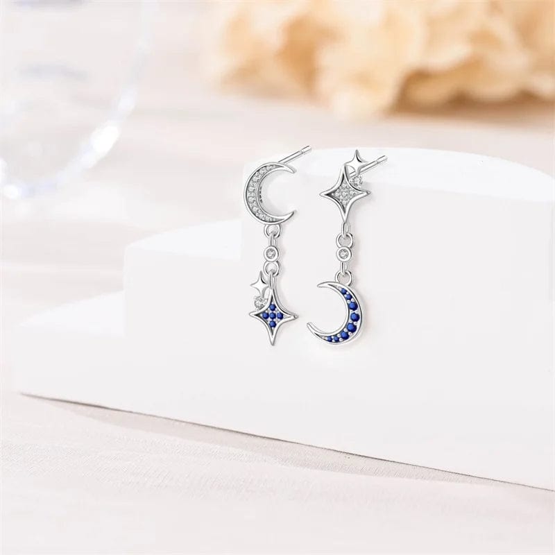 Pangama Jewelry Silver Moon & Star Dangle Earrings