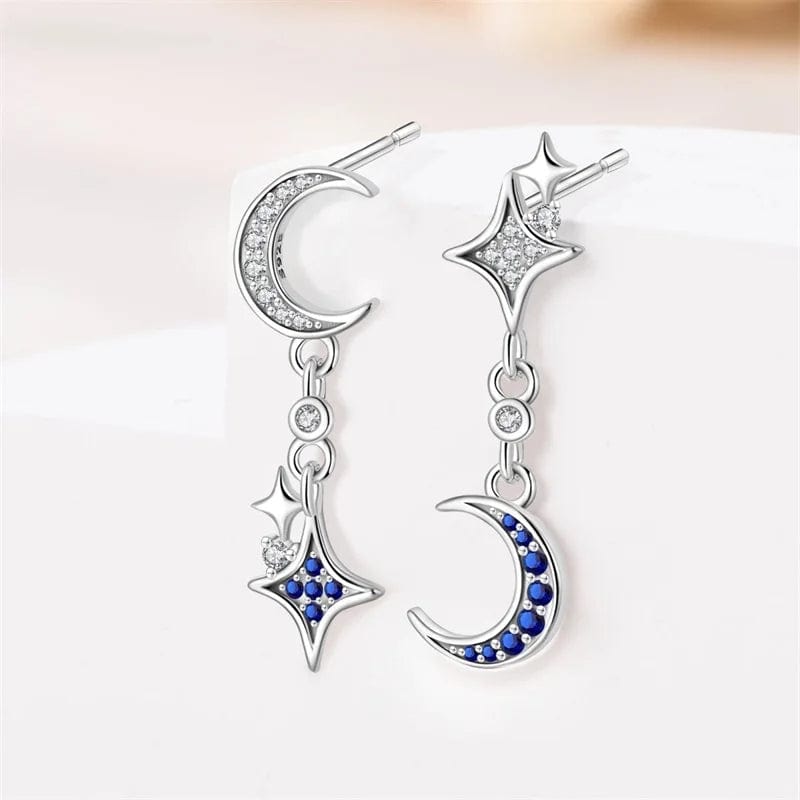 Pangama Jewelry Silver Moon & Star Dangle Earrings