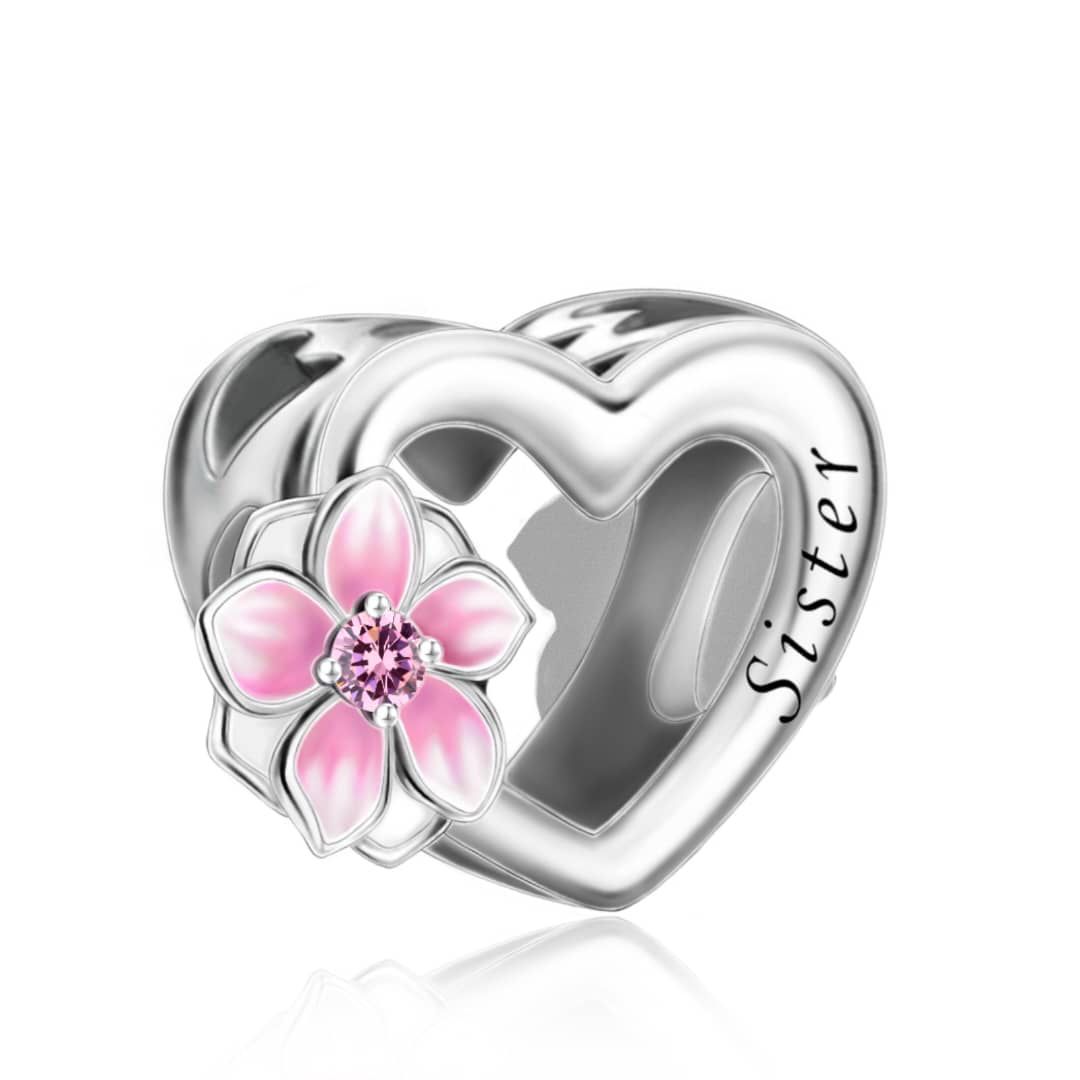 Pangama Jewelry Sister Heart Cherry Blossom Charm