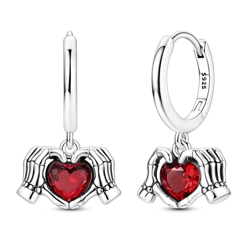 Pangama Jewelry Skeleton Hands Heart Hoop Earrings