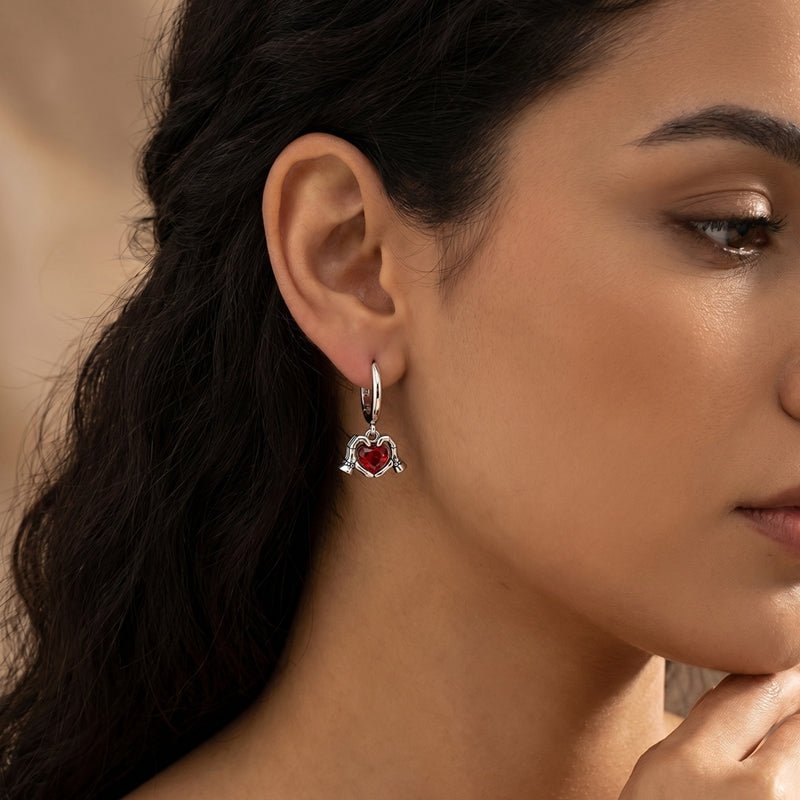 Pangama Jewelry Skeleton Hands Heart Hoop Earrings