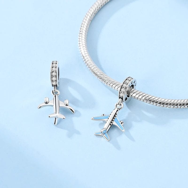 Pangama Jewelry Sky Blue Airplane Travel Dangle Charm