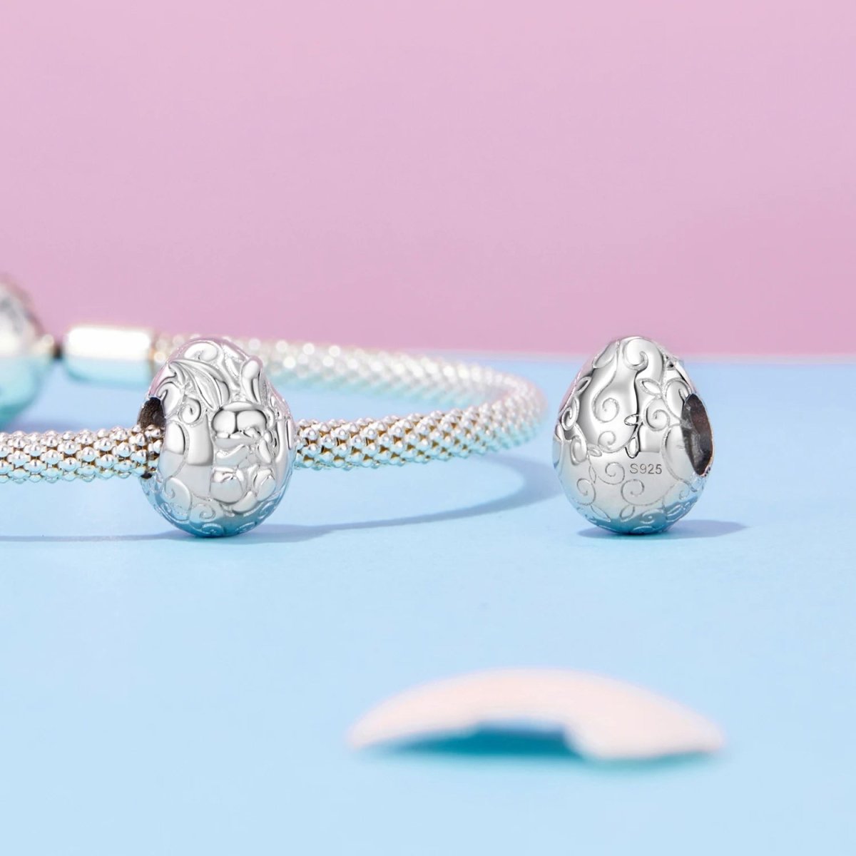 Pangama Jewelry Sleeping Bunny in Floral Egg Charm