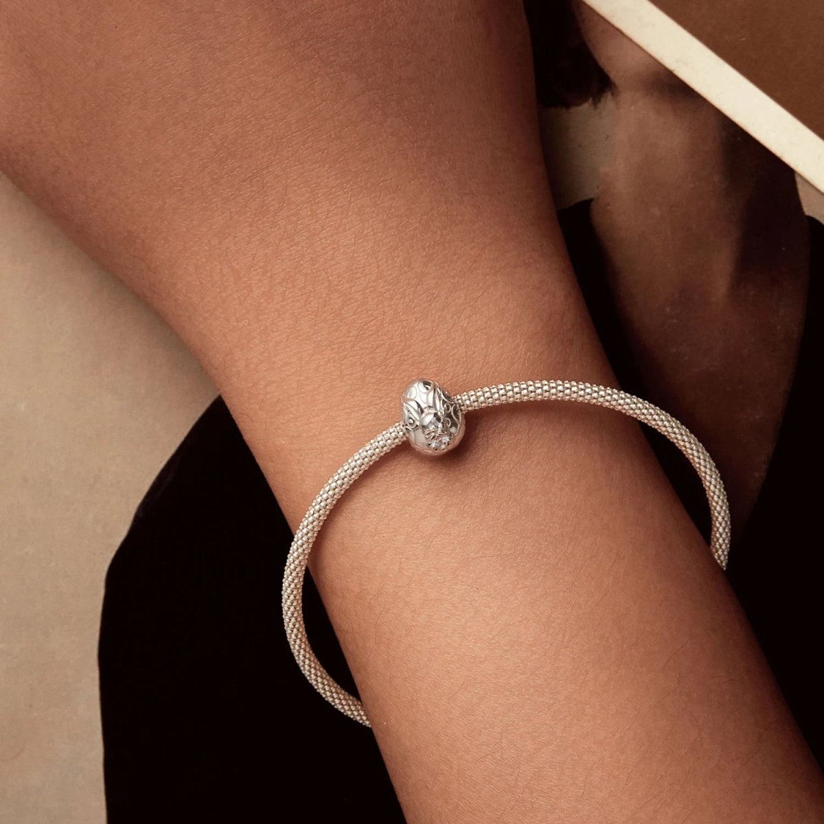 Pangama Jewelry Sleeping Bunny in Floral Egg Charm