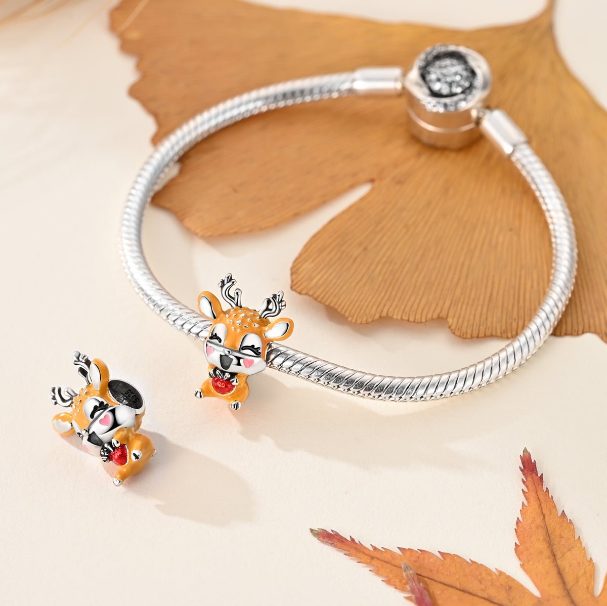 Pangama Jewelry Smiling Deer with Red Heart Charm