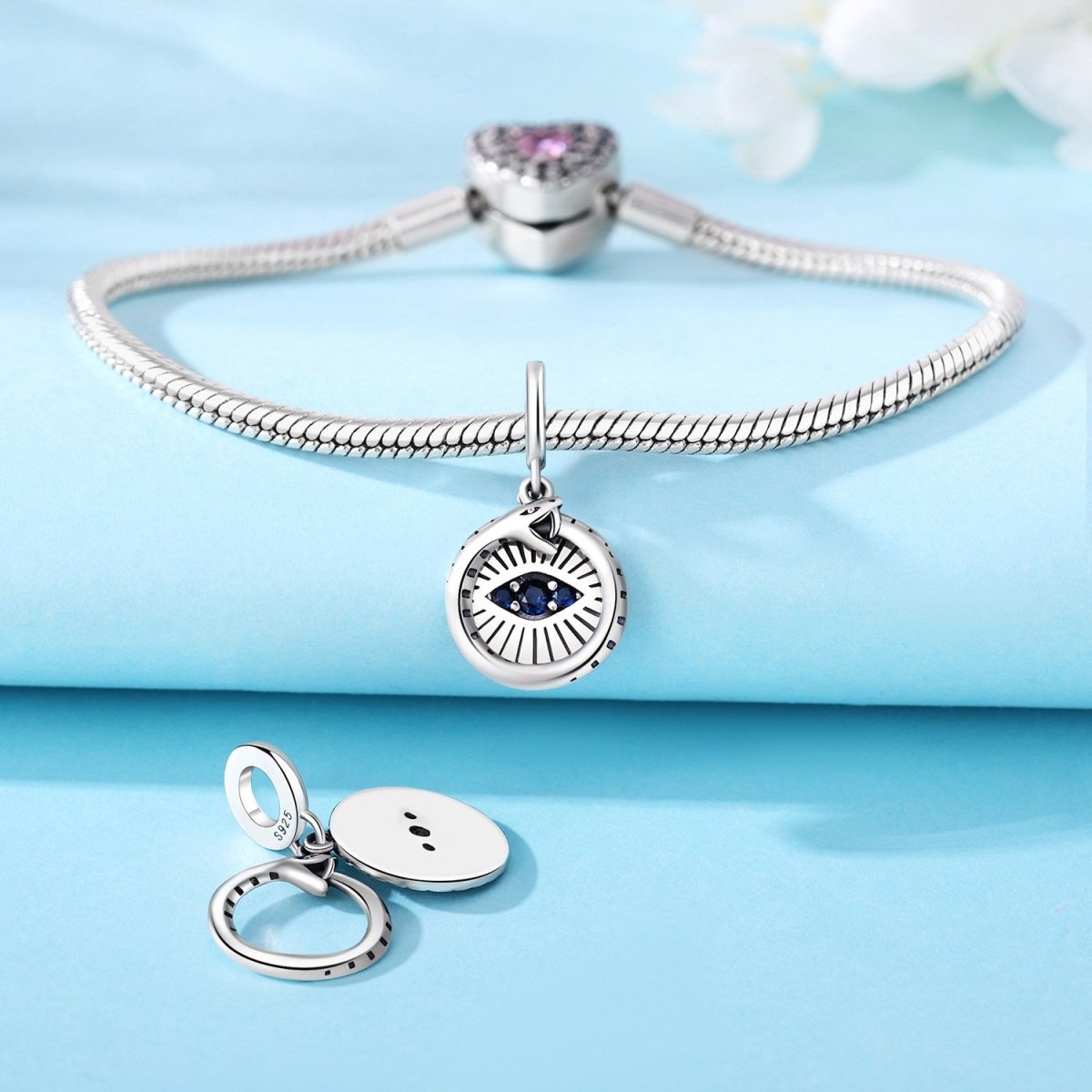 Pangama Jewelry Snake with Evil Eye Protection Dangle Charm