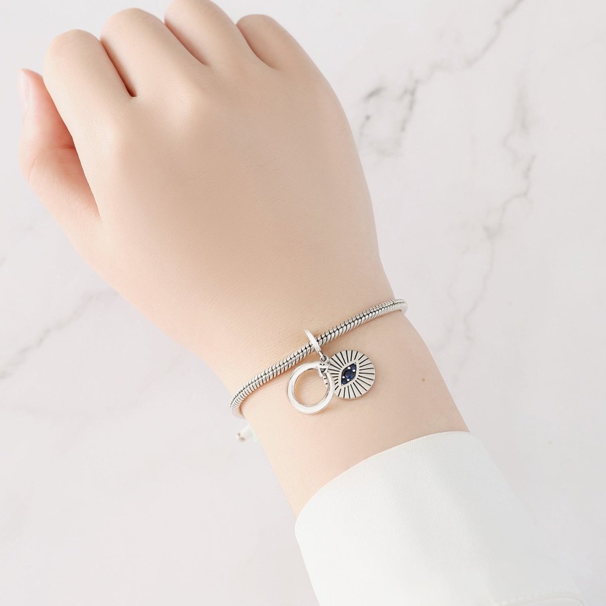 Pangama Jewelry Snake with Evil Eye Protection Dangle Charm