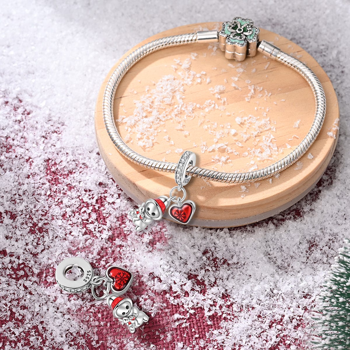 Pangama Jewelry Snowman & Heart Christmas Double Dangle Charm