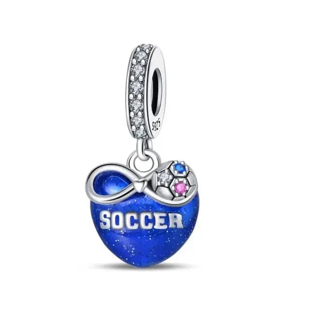 Pangama Jewelry Soccer Forever Heart Dangle Charm