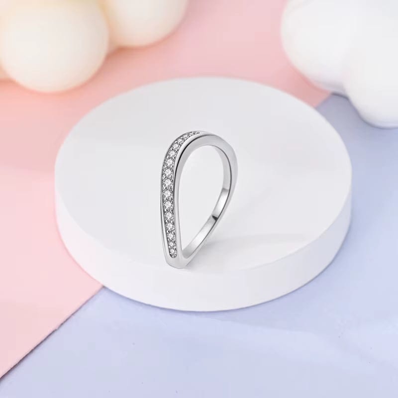 Pangama Jewelry Sophisticated Teardrop Crystal Accent Sterling Silver Ring