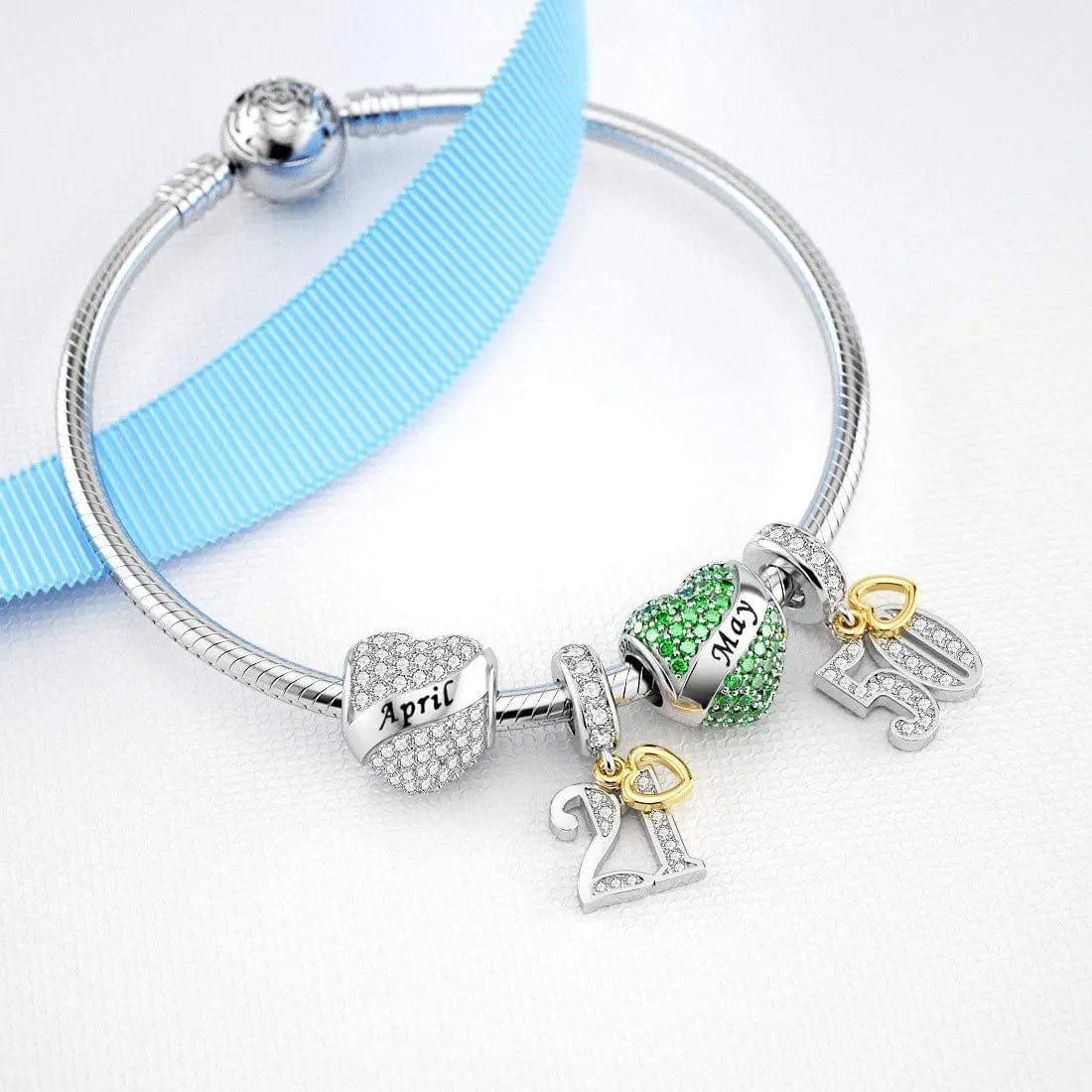 Pangama Jewelry Sparkling Birthstone Heart Charms