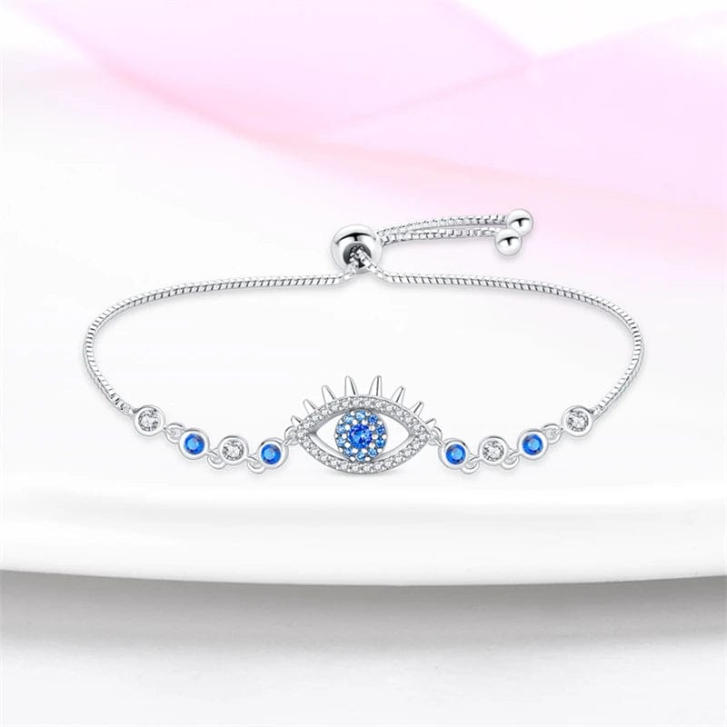 Pangama Jewelry Sparkling Blue Evil Eye Charm Bracelet