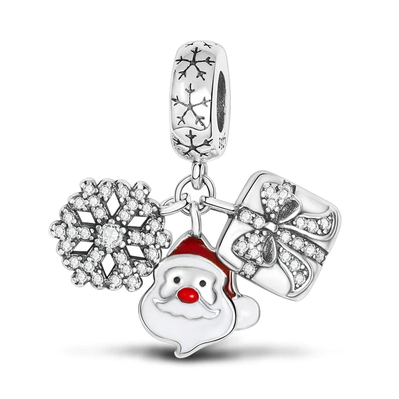 Pangama Jewelry Sparkling Christmas Santa, Snowflake & Gift Trio Charm