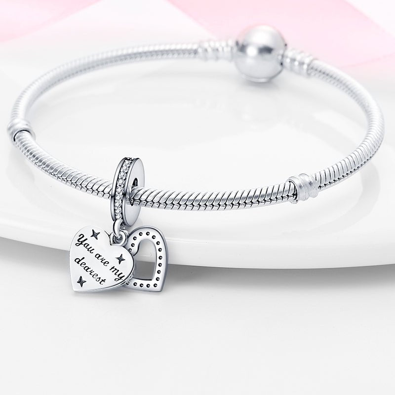 Pangama Jewelry Sparkling Freehand Heart Dangle Charm