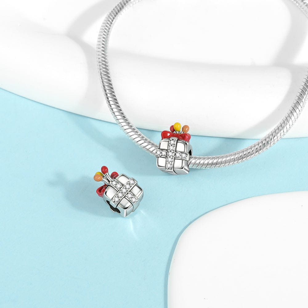 Pangama Jewelry Sparkling Gift Box Charm with Festive Bow