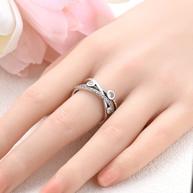Pangama Jewelry Sparkling Halo Multi - Band Silver Ring