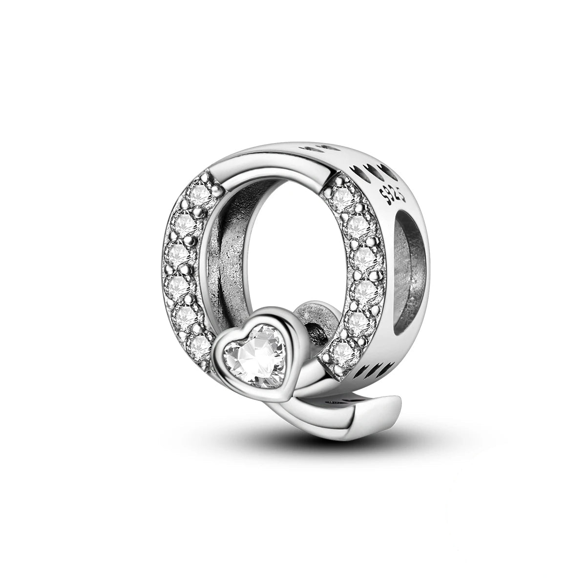 Pangama Jewelry Sparkling Heart Letter A~Z Alphabet Charm